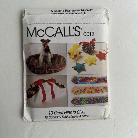 McCalls EASY Sewing Pattern 0012 Quick Picks 10 Gift Ideas Dog Bed Apron Star - Picture 2 of 3